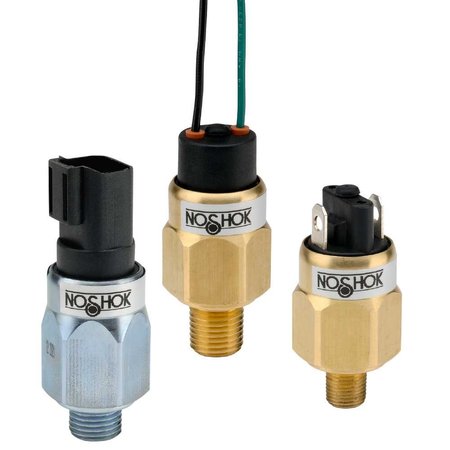 NOSHOK 100 Series Pressure Switch, Steel, SPST, NC, 1/8" NPT, 300-500 psi, Spade Terminals 100H-2-1-300/2500-4